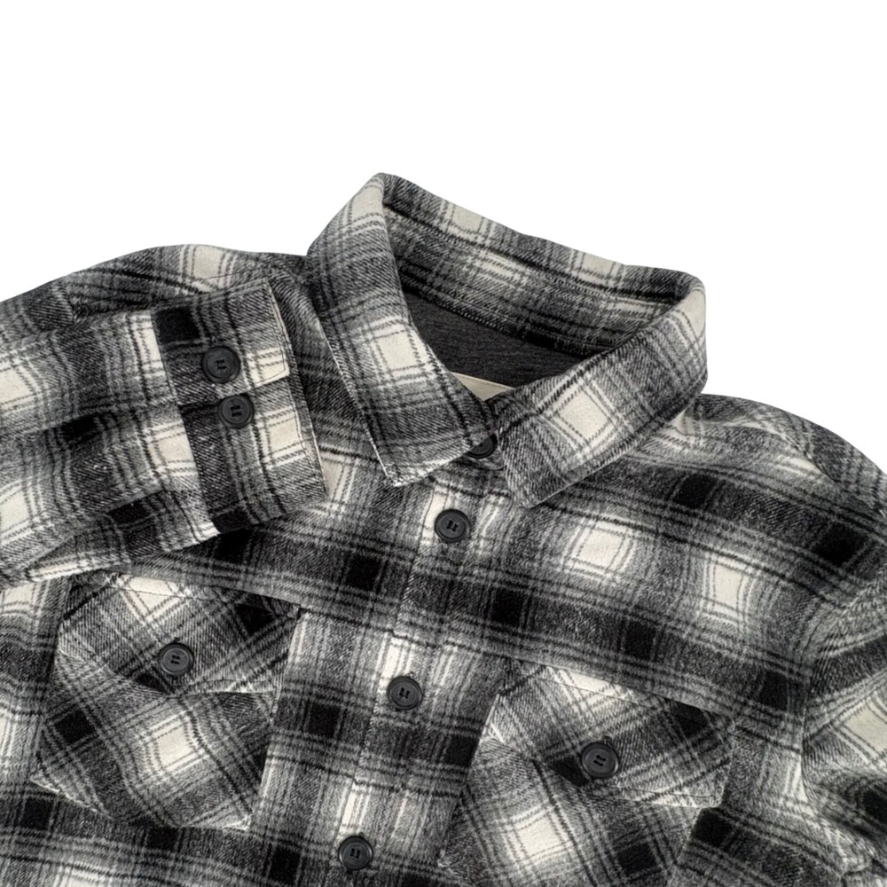 Thread & Supply Black Ivory Plaid Shacket Womens Large Shirt Jacket Grunge Fall